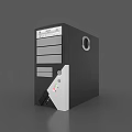 Black Computer PC Case with Front Panel Drive Bays Circular Logo and Bottom Ventilation Holes