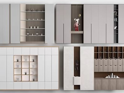 Modern Bookcase Designs With Open Shelves Closed Cabinets And Storage Compartments 3d model
