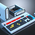Modern PC Setup Featuring White Computer Case Mechanical Keyboard Colorful Keycaps And Wireless Mouse