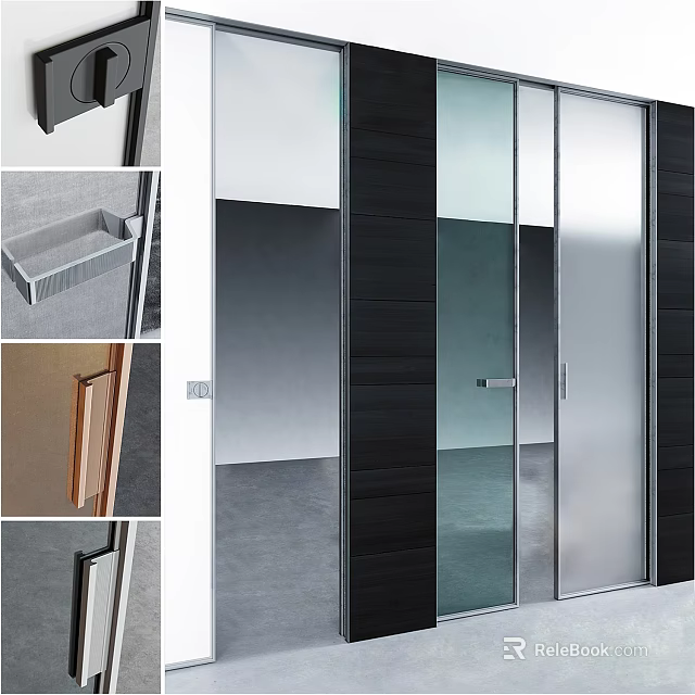 Modern Glass Sliding Doors With Sleek Design For Contemporary Interior Living Space 3d model 