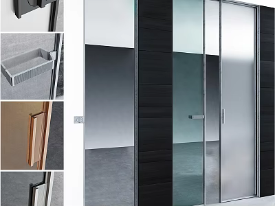 Modern Glass Sliding Doors With Sleek Design For Contemporary Interior Living Space 3d model