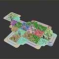 3D City Planning Model Featuring Urban Layout Buildings Roads And Area Markers