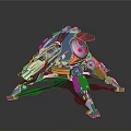 Futuristic Mechanical Weapon With Multiple Legs And Glowing Green Pink Accents