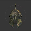 Ancient Greek Style Bronze Helmet With Green Plume And Historical Design
