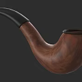 Wooden Smoking Pipe as Practical Household Item with Curved Design and Black Mouthpiece