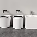 Stylish Modern Bathroom Accessories White Ceramic Sinks With Wall Mounted Faucets And Different Shapes
