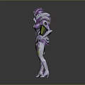 Futuristic Game Movie Character With Purple White Biomechanical Armor Patterned Design And Female Figure