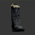 Stylish Black Leather High Top Boots With Laces Studded Decoration And Light Colored Inner Cuff
