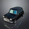 Classic Black Small Vintage Car With Round Headlights Grille And Shiny Exterior