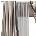 Elegant Beige Layered Curtains With Sheer Fabric And Black Trim Design