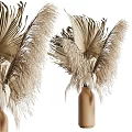Natural Dried Flower Decorative Ornament Set With Pampas Grass And Beige Vases For Home Decor