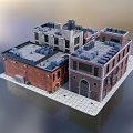 Modern Single Family House Featuring Red Brick Gray Stone Exterior Flat Roof Stone Paved Courtyard