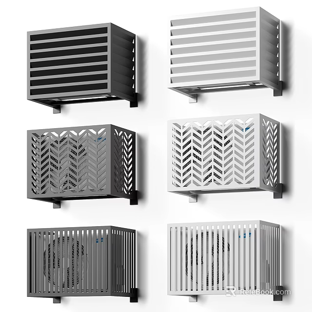 Components With Different Striped Herringbone Patterns In Black And White 3d model 