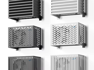 Components With Different Striped Herringbone Patterns In Black And White 3d model