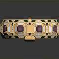 Luxurious Gold Plated Bracelet With Green Purple Gemstones And White Crystals