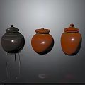 Three Decorative Ceramic Storage Jars With Colored Lids For Home Living Supplies