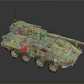 Green Military Wheeled Tank Featuring Six Wheels Antenna Weapon System And Storage Boxes