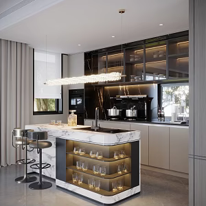 Open Kitchen Island 3d model