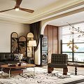 Elegant Vintage Living Room With Dark Leather Sofa Wooden Coffee Table And Beautiful Wall Decor