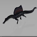 3D Spinosaurus Model With Dark Body Red Blue Sail And Walking Pose