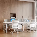 Modern office table and chair dining table and chair combination 3d model