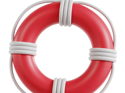Red Lifebuoy Decorative Ornament Set With White Straps For Home Decoration 3d model