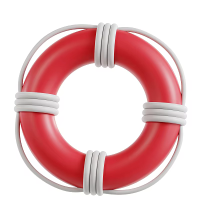 Red Lifebuoy Decorative Ornament Set With White Straps For Home Decoration 3d model