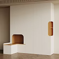 Modern White Wardrobe Design With Wooden Elements And Open Shelves