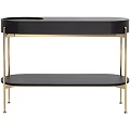 Modern Black Console Table With Gold Metal Frame And Double Tier Design 3d model