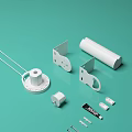 White Metal Hardware Parts With Chain Bracket Base Tube Knob And Label Arrangement