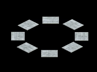 Silver Geometric Panels With Striped Design Arranged In Circular Pattern On Black Background 3d model
