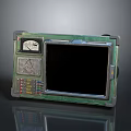 Vintage Green Control Panel With Black Screen Gauge And Colored Buttons