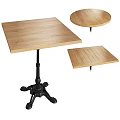 Rustic Wooden Dining Table With Light Wood Top And Black Metal Ornate Base
