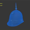 Vintage Blue Helmet With Golden Spike Top And Decorative Accents Black Brim