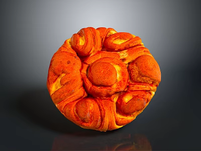 Freshly Baked Golden Brown Swirl Pastry Bun With Delicious Fluffy Texture And Round Shape 3d model