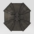 Dark Textured Shield Like Decorative Ornament With Wolf Skull Design 3d model