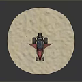 Red Dune Buggy Off Road Vehicle With Large Tires Unique Body Design On Sand Terrain
