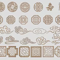 Chinese-style Carved Pattern Totem Window Carved Pane 3d model