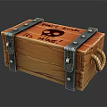 Wooden Pirate Treasure Chest With Skull Logo Metal Clasps Rope Handle And PIRATE'S TREASURE Text