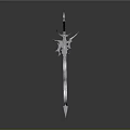 Elegant Fantasy Sword With Purple Blade And Silver Star Shaped Decorations