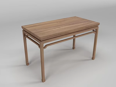 Modern Solid Wood Dining Table With Rectangular Top And Curved Legs 3d model