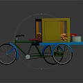 Colorful Tricycle Fruit Cart With Yellow Open Box Filled With Orange Fruits