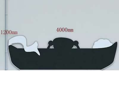 Kindergarten Wall Decoration with 1200mm and 4000mm Boat Shaped Design Featuring Children Figures 3d model