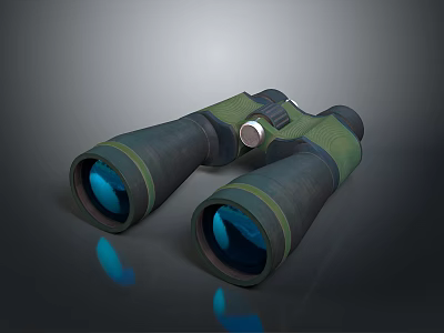 Military Tactical Weapon With Green Binocular Scope And Ergonomic Grip Design For Combat Use 3d model
