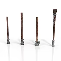 Architectural Columns With Four Various Designs Brown Color Decorative Bases And Carved Tops