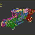 Handcrafted Wooden Mechanical Truck Model with Open Structure and Visible Gears