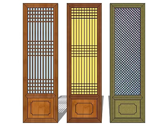 Chinese-style Wooden Lattice Screen Door Leaf SketchUp 3d model