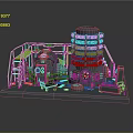 Industrial Machinery Equipment With Platform Stairs Control Panel And Green Rings