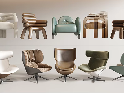 Modern Leisure Accent Chairs With Diverse Styles And Color Options For Home Decor 3d model