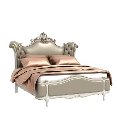 European-style double bed 3d model European-style double bed 3d model